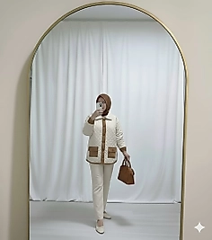 Kadın Krem Kapitone  Ceket