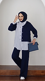 Garny Shirt Twist Muadil İkili Takım – Lacivert
