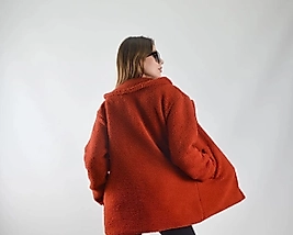 Turuncu Peluş Tüylü Astarlı Ceket