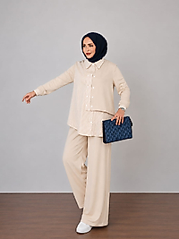 Garny Shirt Twist Muadil İkili Takım – Krem