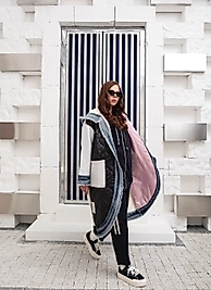 Kapitone Kot Parçalı siyah Kap