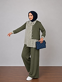 Garny Shirt Twist Muadil İkili Takım – Zeytin Yeşili