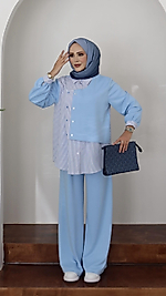 Garny Shirt Twist Muadil İkili Takım – Mavi