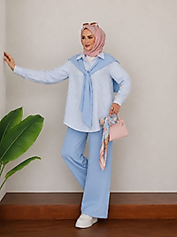 Twist Muadil Gömlekli Üçlü Takım – Bebe Mavisi