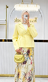 Aynaz Etekli Blazer Takım-SARI