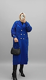 Uzun ayşeakay lacivert Hırka mont